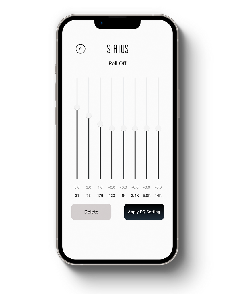 Status Between 3ANC Equalizer App showing a roll off